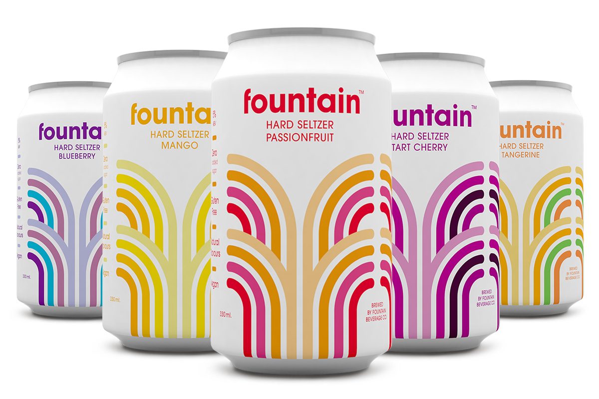 Fountain hard seltzer cans
